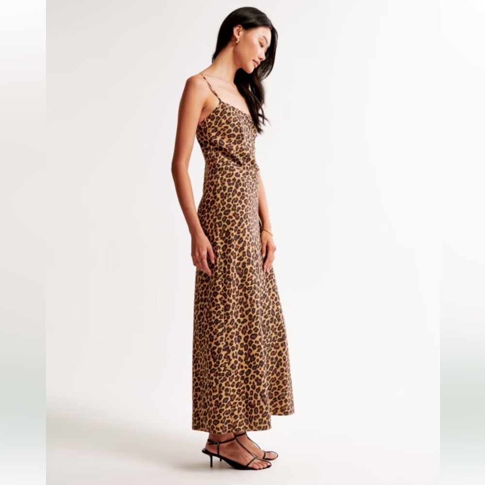🆕🫎 Abercrombie Leopard Julia Slip Maxi Dress Small NWT - Picture 13 of 14